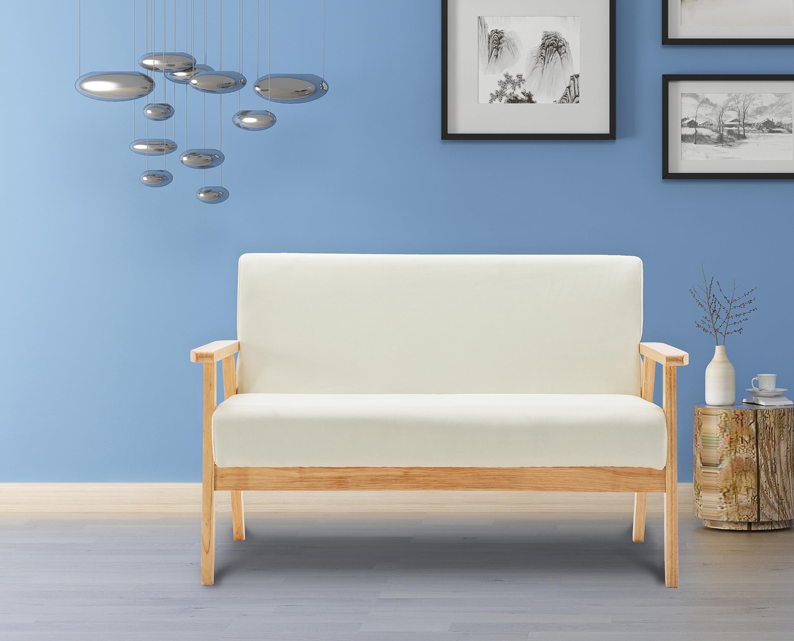 Bahamas 45&Quot; W Beige Linen Fabric Loveseat